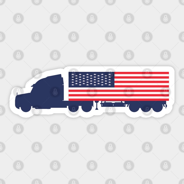 American Flag USA Semi Truck Sticker by KayBee Gift Shop